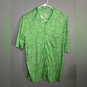 HIHO men’s button up shirt. Pima cotton British Virgin Island‎ map. SZ L